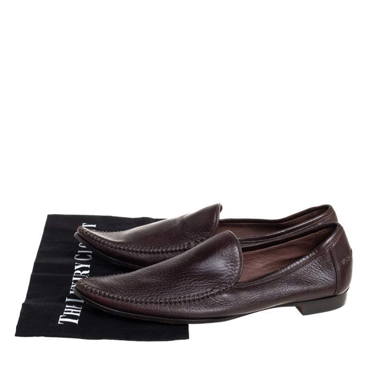 Pre Owned Bottega Veneta Brown Leather Pointed Toe Loafers Size 41
