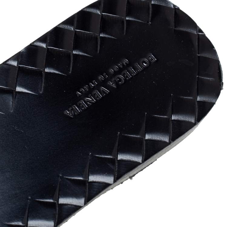 Pre Owned Bottega Veneta Brown Intrecciato Leather Flat slides Size 37.5