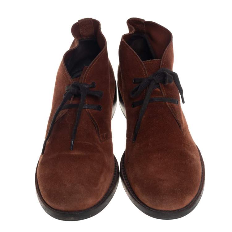 Pre Owned Bottega Veneta Brown Suede Desert Boots Size 39