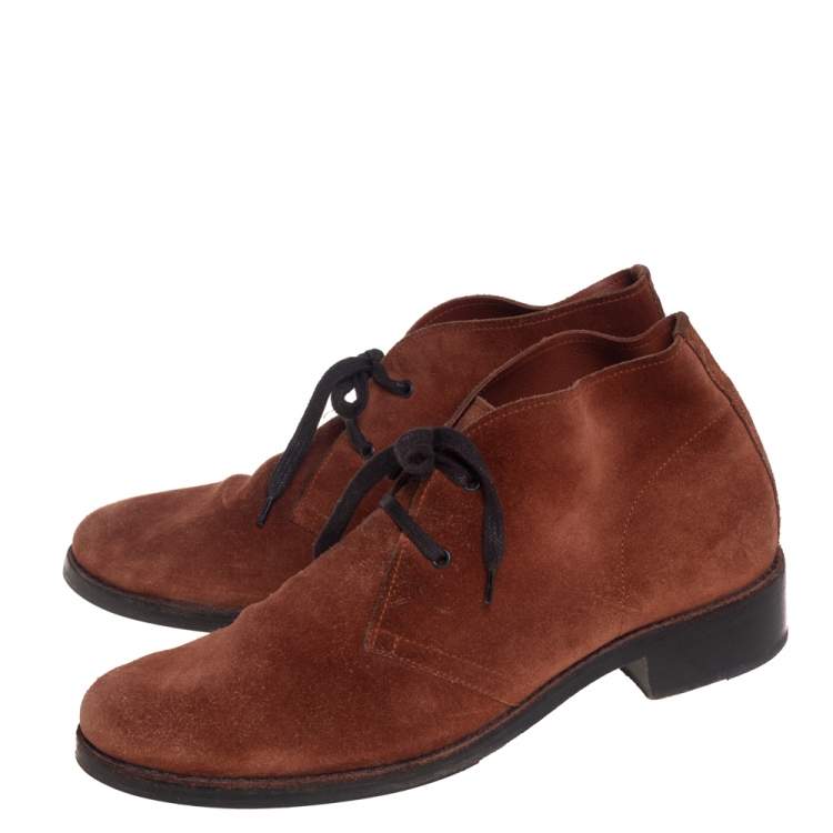 Pre Owned Bottega Veneta Brown Suede Desert Boots Size 39
