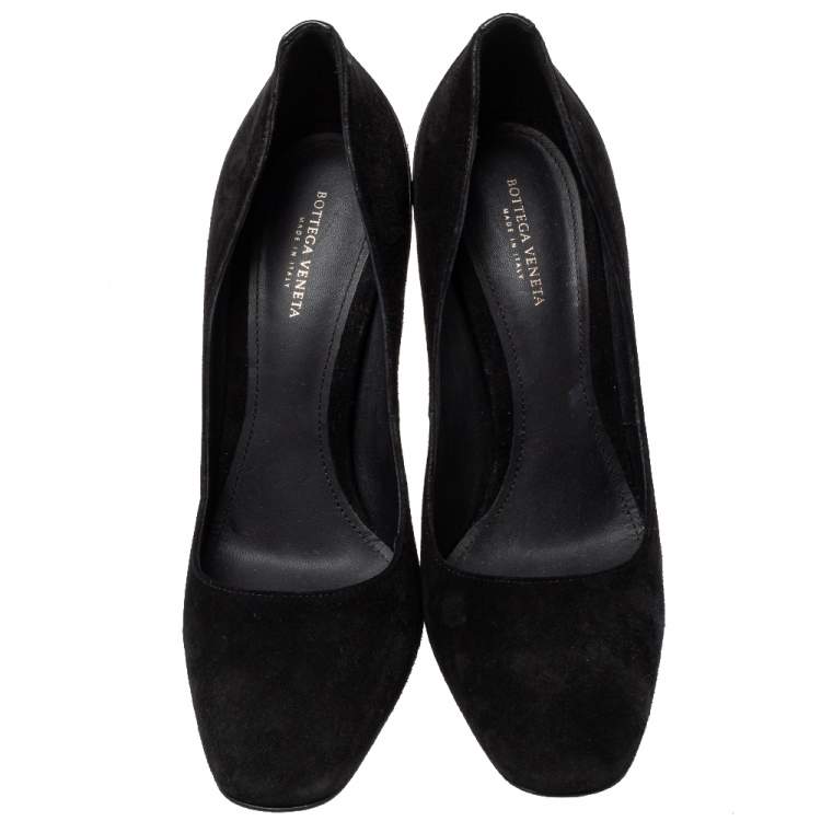 Pre Owned Bottega Veneta Black Suede And Intrecciato Leather Pumps Size 37