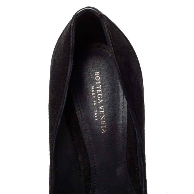Pre Owned Bottega Veneta Black Suede And Intrecciato Leather Pumps Size 37