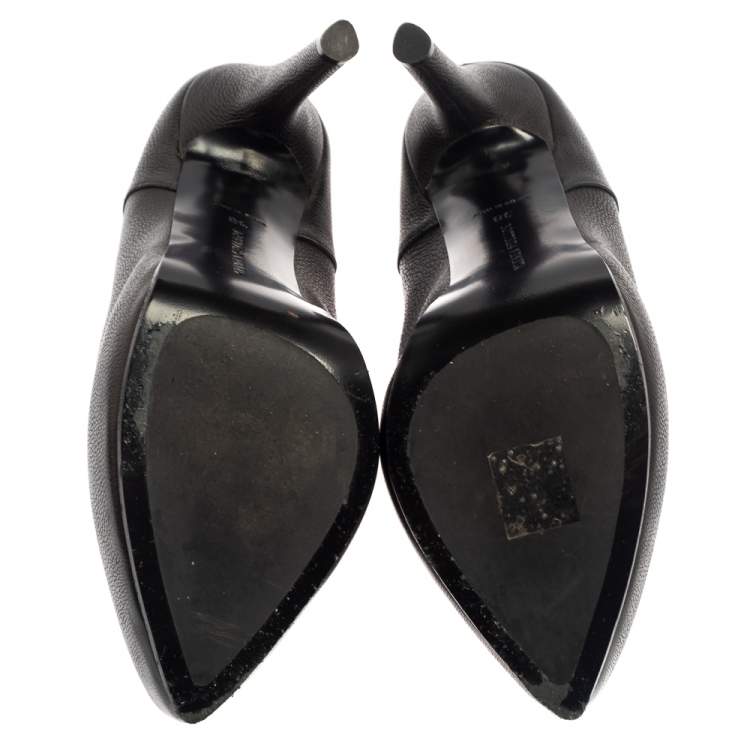 Pre Owned Bottega Veneta Black Leather Platform Pumps Size 38