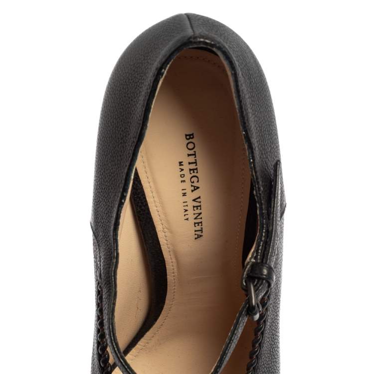 Pre Owned Bottega Veneta Black Leather Platform Pumps Size 38