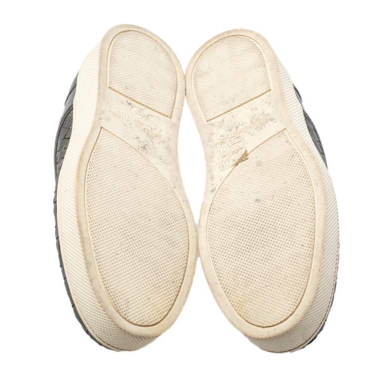 Pre Owned Bottega Veneta Grey Intrecciato Leather Dodger Slip On Sneakers Size 37.5