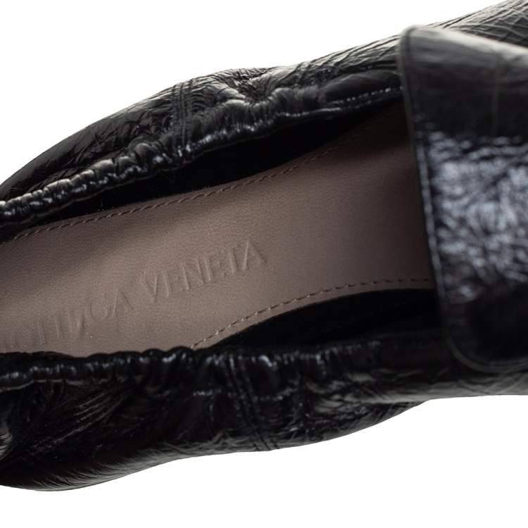 Pre Owned Bottega Veneta Black Leather Square Toe Smoking Slippers Size 36.5