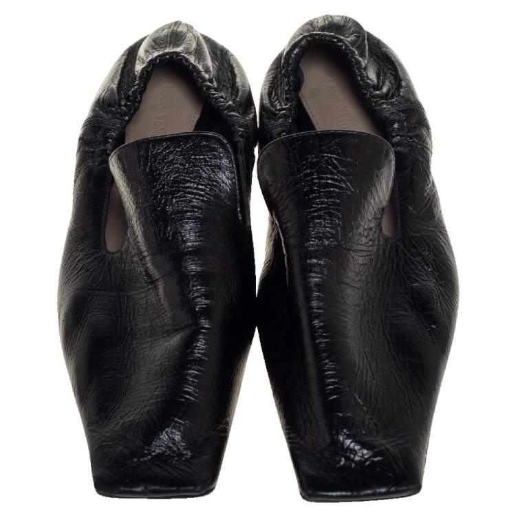 Pre Owned Bottega Veneta Black Leather Square Toe Smoking Slippers Size 36.5