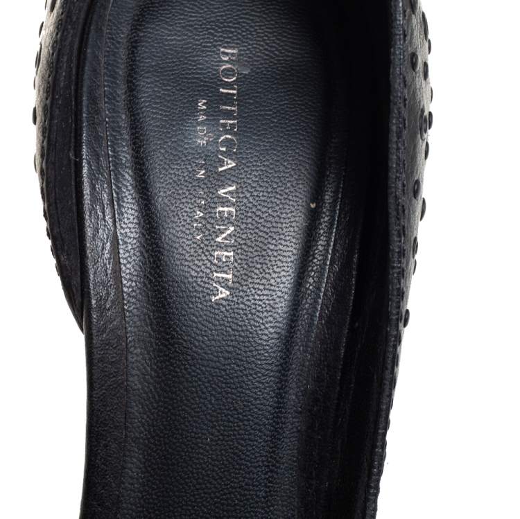 Pre Owned Bottega Veneta Black Perforated Leather D'orsay Pumps Size 38