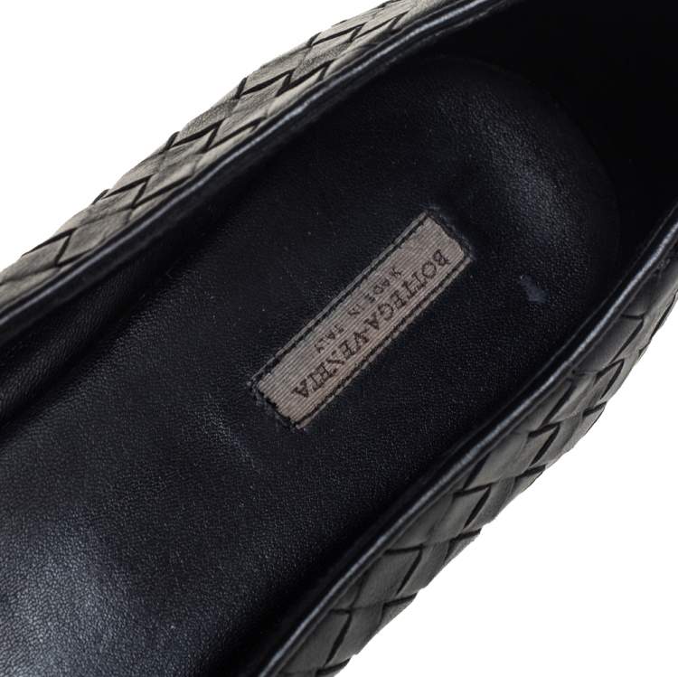 Pre Owned Bottega Veneta Black Leather Ballet Flats Size 39.5
