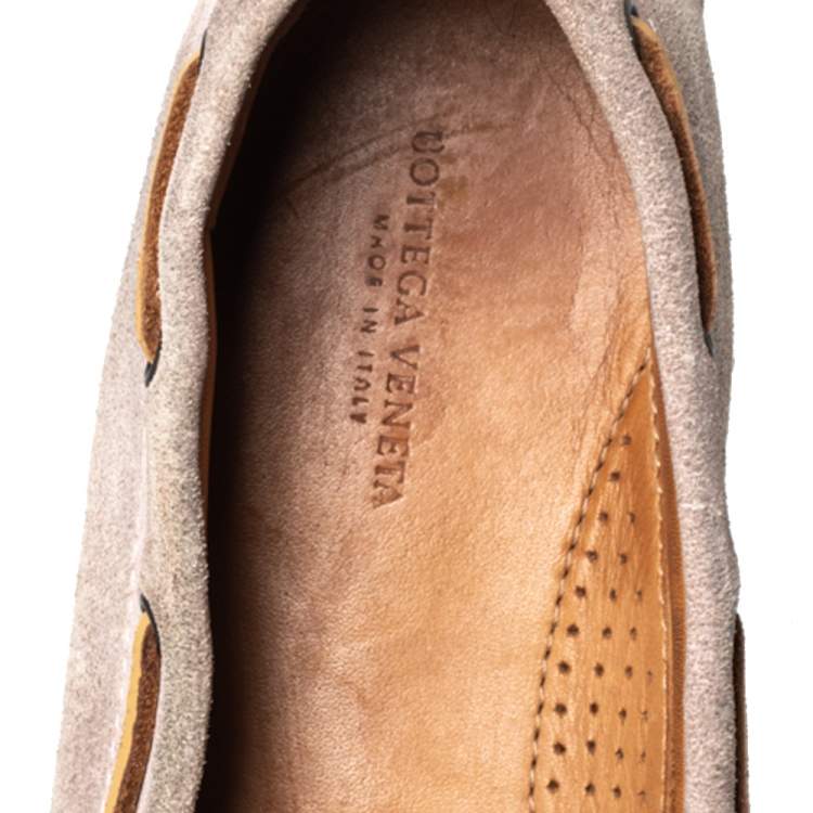 Pre Owned Bottega Veneta Pink Intrecciato Suede Bow Slip On Loafers Size 37