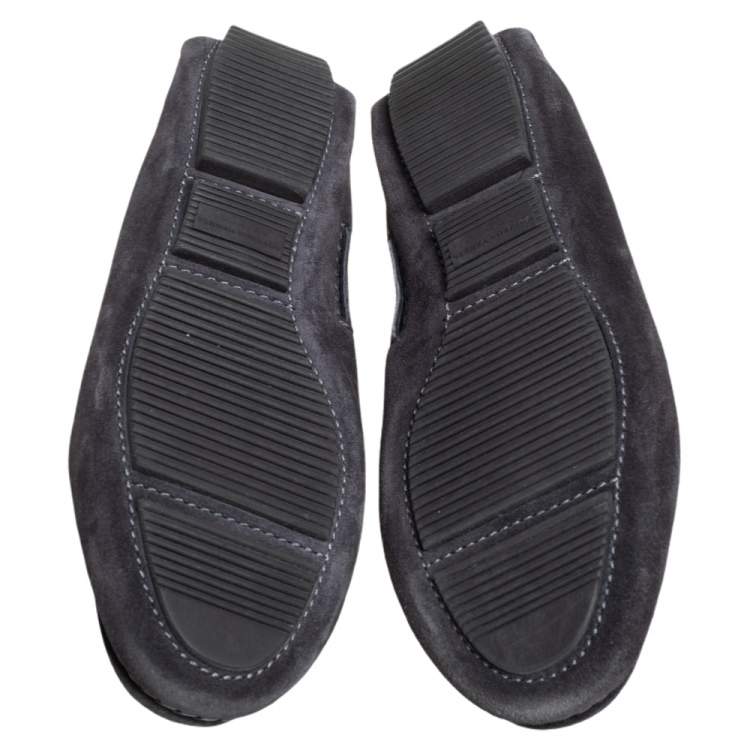 Pre Owned Bottega Veneta Black Intrecciato Suede Bow Slip On Loafers Size 36.5