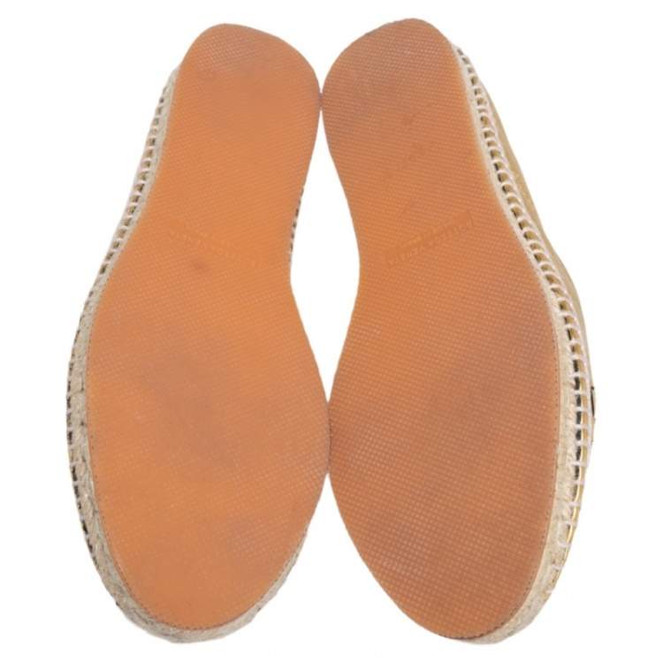 Pre Owned Bottega Veneta Gold Intrecciato Leather Espadrille Sneaker Size 41
