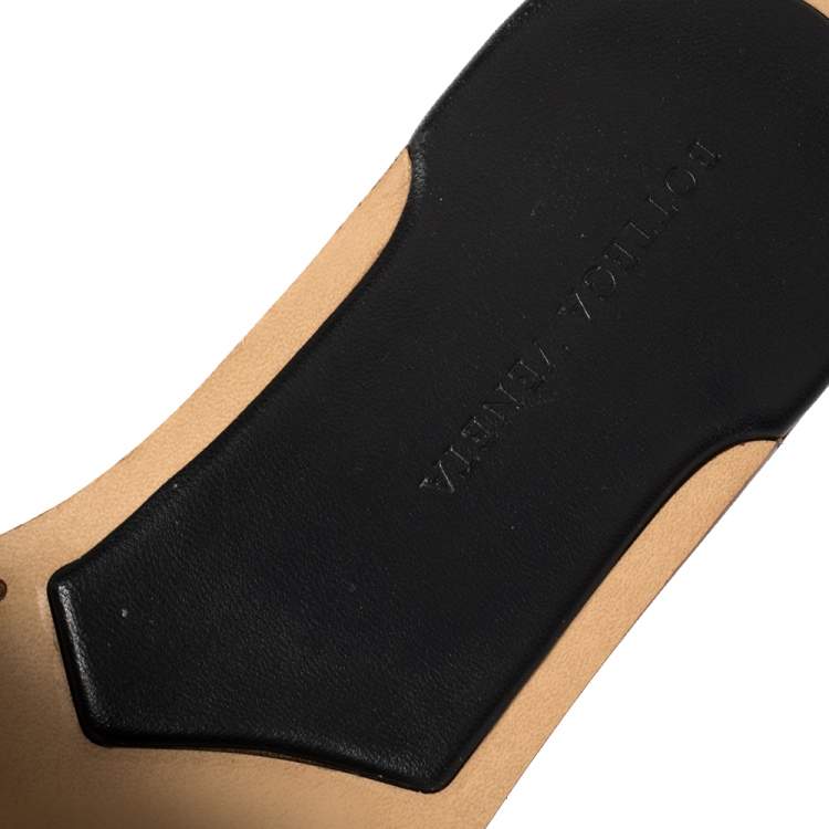 Pre Owned Bottega Veneta Black Quilted Leather Flat Slides Size 38