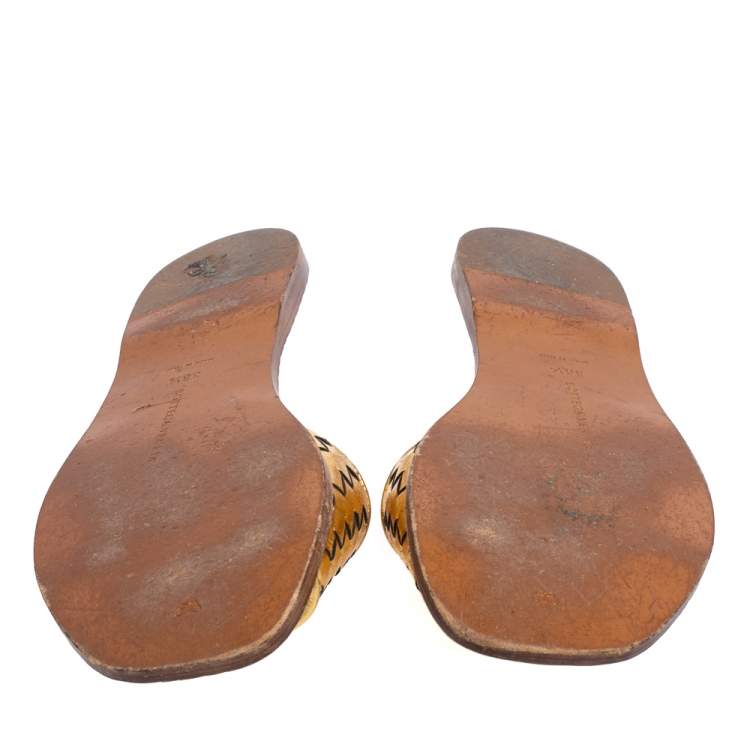 مملوكة مسبقًا Bottega Veneta Gold Intrecciato Leather Ravello Flats Size 36.5