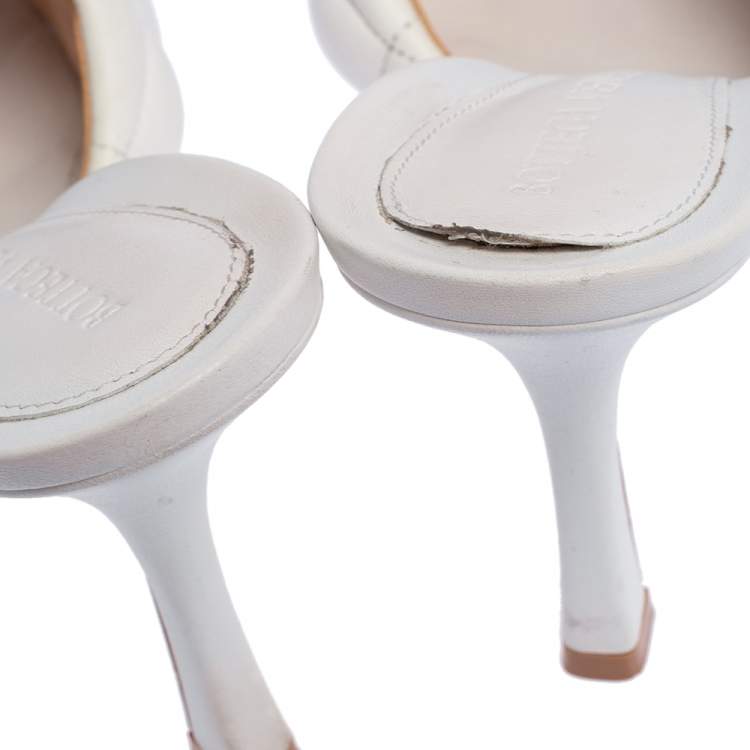 Pre Owned Bottega Veneta White Quilted Leather Lido Slide Sandals Size 39