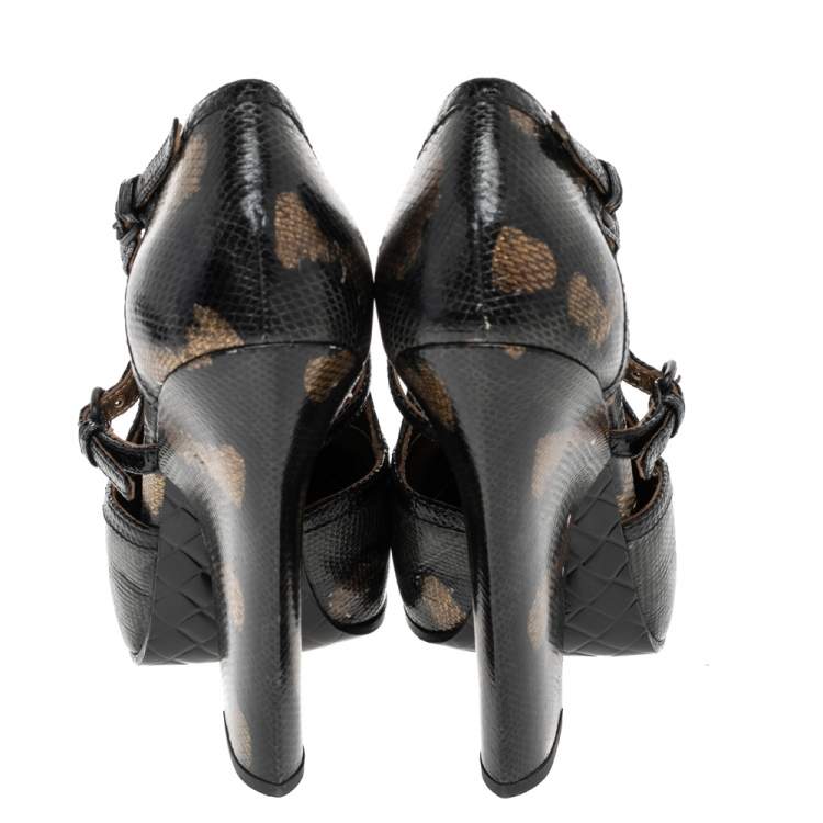 Pre Owned Bottega Veneta Multicolor Watersnake Leather Booties Size 35