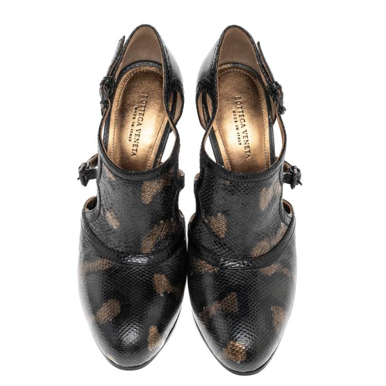Pre Owned Bottega Veneta Multicolor Watersnake Leather Booties Size 35