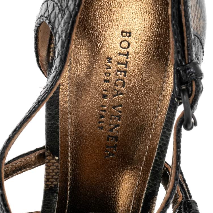 Pre Owned Bottega Veneta Multicolor Watersnake Leather Booties Size 35
