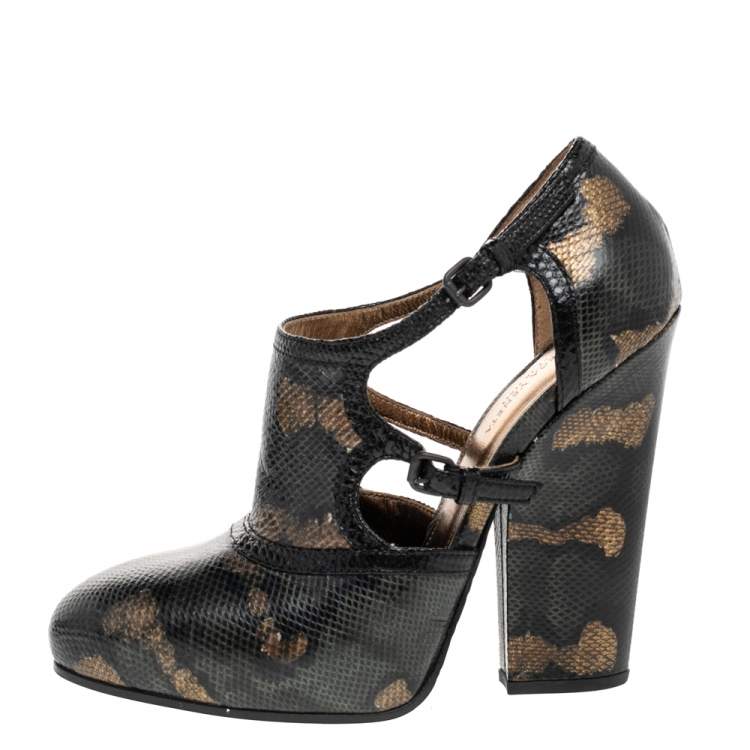 Pre Owned Bottega Veneta Multicolor Watersnake Leather Booties Size 35