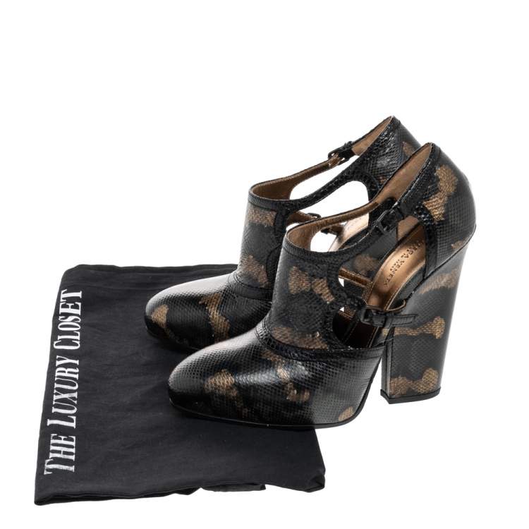 Pre Owned Bottega Veneta Multicolor Watersnake Leather Booties Size 35