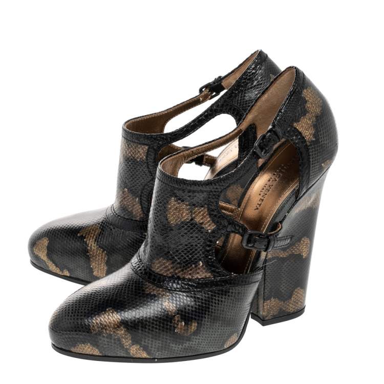 Pre Owned Bottega Veneta Multicolor Watersnake Leather Booties Size 35