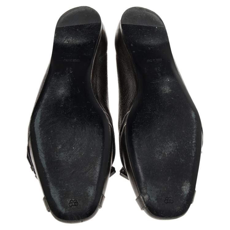 Pre Owned Bottega Veneta Metallic Leather Cross Buckle Strap Ballet Flats Size 39