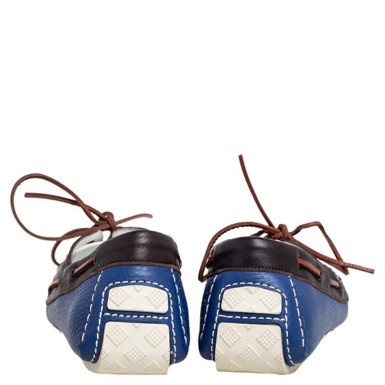Pre Owned Bottega Veneta Tri Color Leather Lace Loafers Size 41