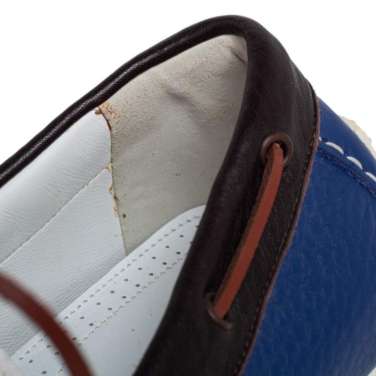 Pre Owned Bottega Veneta Tri Color Leather Lace Loafers Size 41