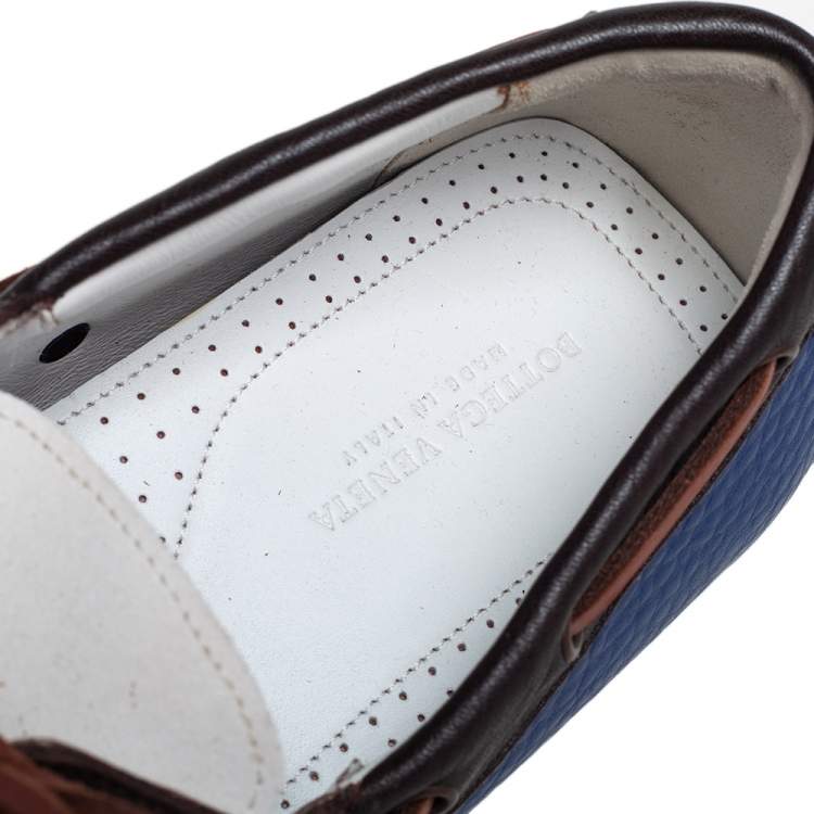 Pre Owned Bottega Veneta Tri Color Leather Lace Loafers Size 41