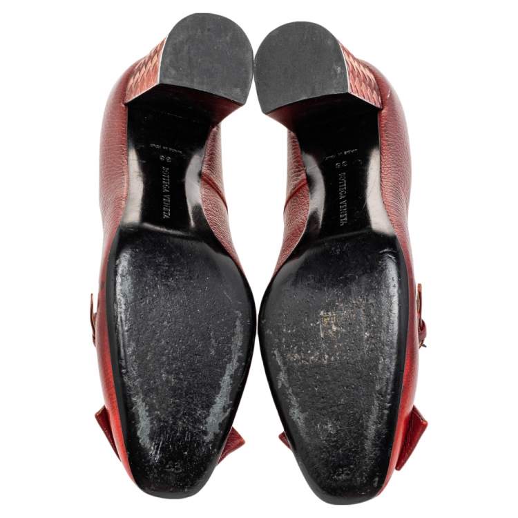 Pre Owned Bottega Veneta Red leather Ombre Cherbourg Pumps Size 38