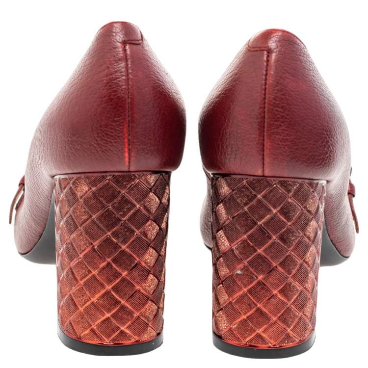 Pre Owned Bottega Veneta Red leather Ombre Cherbourg Pumps Size 38