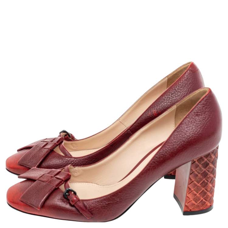 Pre Owned Bottega Veneta Red leather Ombre Cherbourg Pumps Size 38