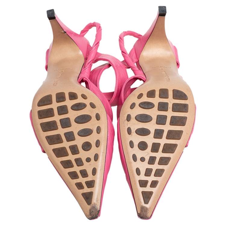 Pre Owned Bottega Veneta Pink Leather Slingback Sandals Size 39