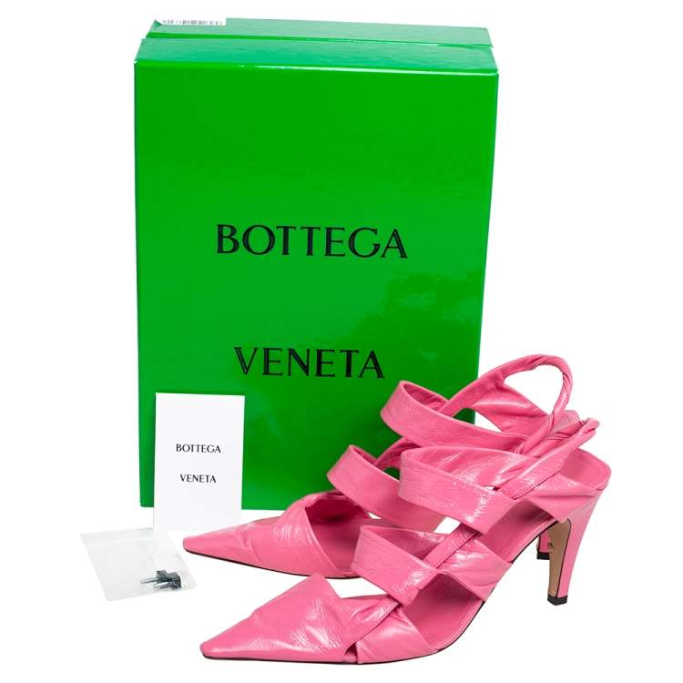 Pre Owned Bottega Veneta Pink Leather Slingback Sandals Size 39