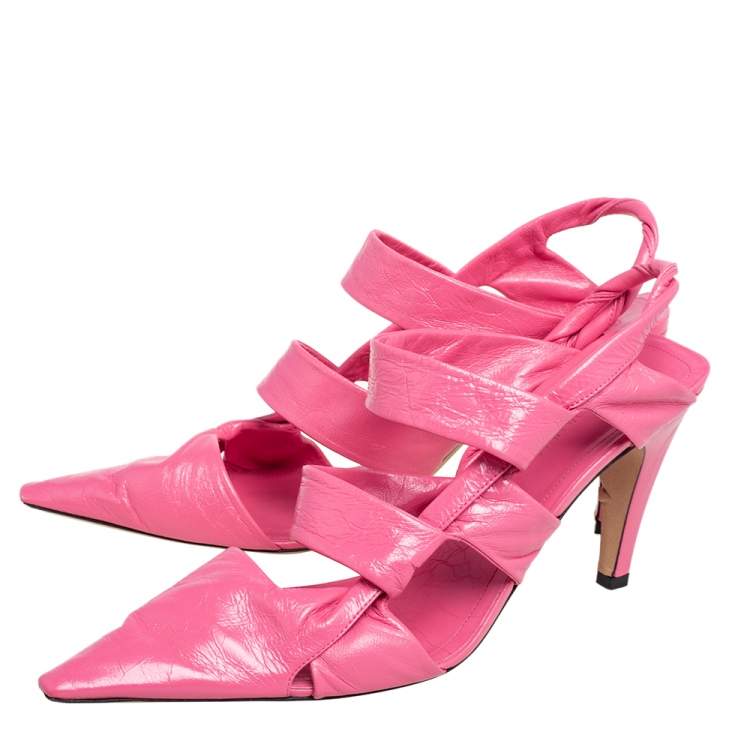 Pre Owned Bottega Veneta Pink Leather Slingback Sandals Size 39