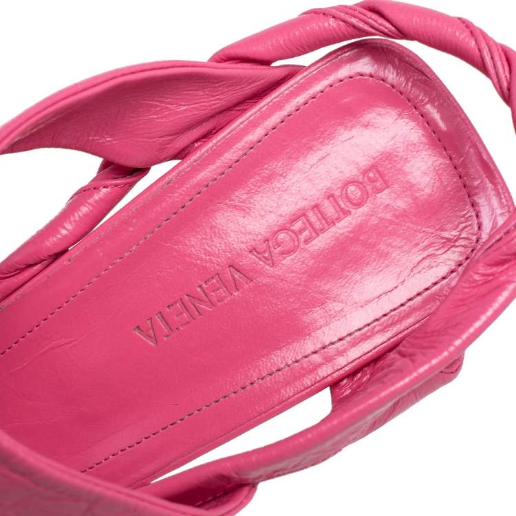 Pre Owned Bottega Veneta Pink Leather Slingback Sandals Size 39