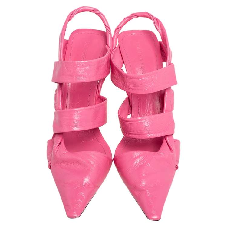 Pre Owned Bottega Veneta Pink Leather Slingback Sandals Size 39