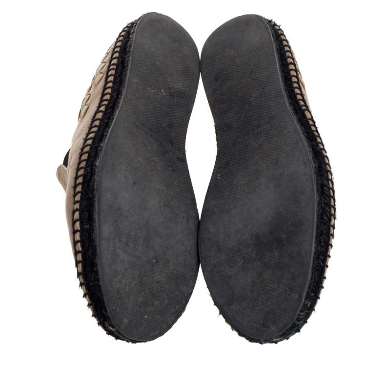 Pre Owned Bottega Veneta Beige Intrecciato Leather Espadrille Flats Size 40