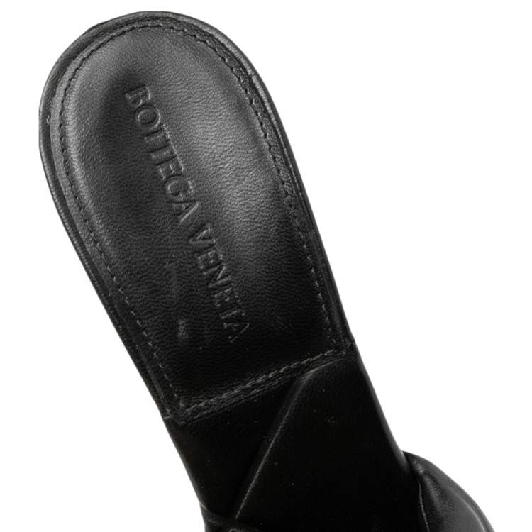 Pre Owned Bottega Veneta Black Intrecciato Leather Lido Slide Sandals Size 37