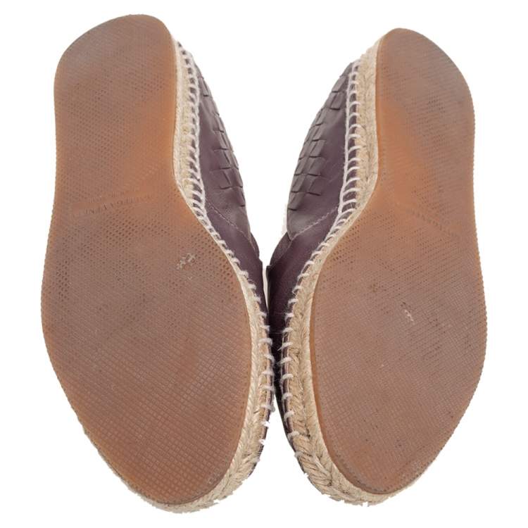 Pre Owned Bottega Veneta Mauve Intrecciato Leather Espadrille Flats Size 36