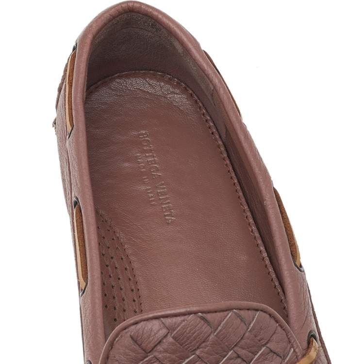 Pre Owned Bottega Veneta Beige Intrecciato Leather Bow Slip On Loafers Size 37