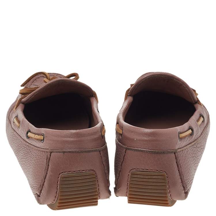 Pre Owned Bottega Veneta Beige Intrecciato Leather Bow Slip On Loafers Size 37