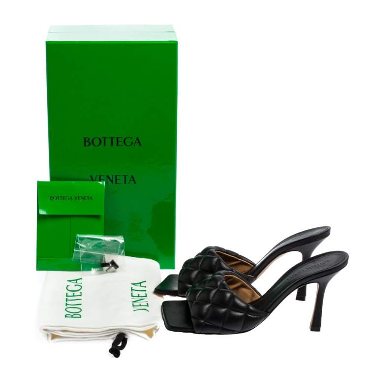 Pre Owned Bottega Veneta Black Intrecciato Leather Lido Slide Sandals Size 37
