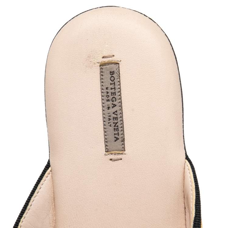 Pre Owned Bottega Veneta Metallic Gold  Intrecciato Leather Fiandra Mules Size 37.5