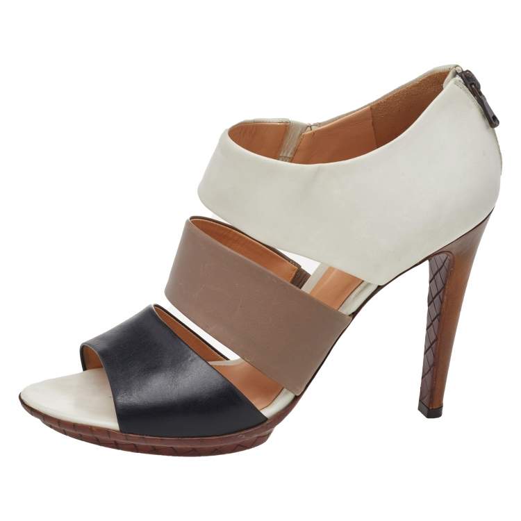 Pre Owned Bottega Veneta Multicolor Leather Strappy Sandals Size 40