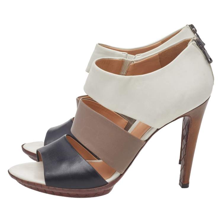 Pre Owned Bottega Veneta Multicolor Leather Strappy Sandals Size 40