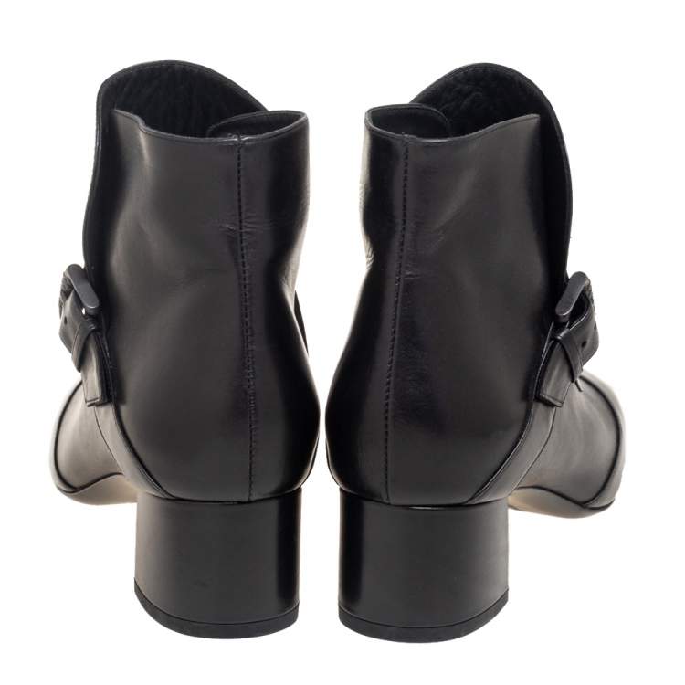 Pre Owned Bottega Veneta Black Leather And Intrecciato Leather Wingtip Ankle Boots Size 36.5