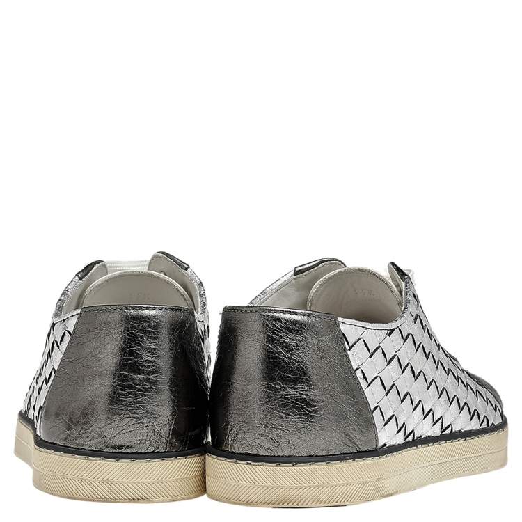 Pre Owned Bottega Veneta Tricolor Suede And Intrecciato Leather Low Top Sneakers Size 37.5