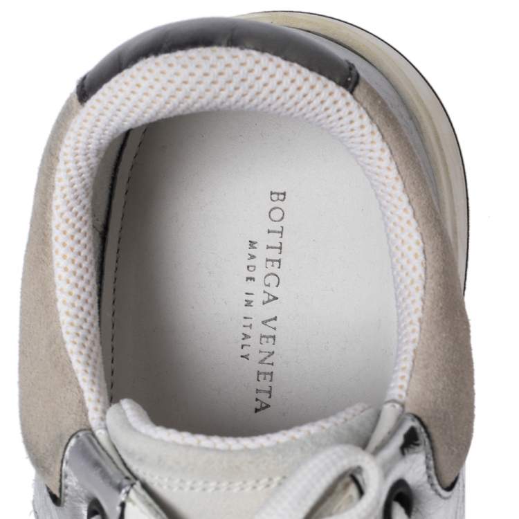 Pre Owned Bottega Veneta Multicolor  Suede And Intrecciato Leather Lace Up Low Top Sneakers Size 38