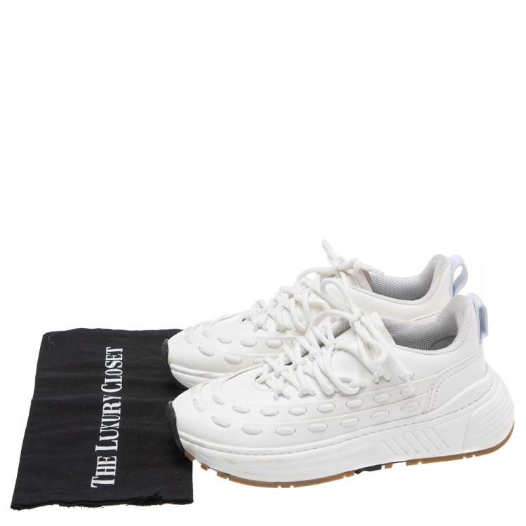 Pre Owned Bottega Veneta White Leather Speedster Sneakers Size 39